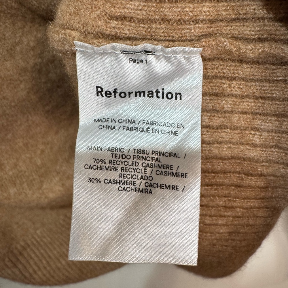 Reformation Cashmere Polo Sweater in
Camel Tan - Picture 6 of 6